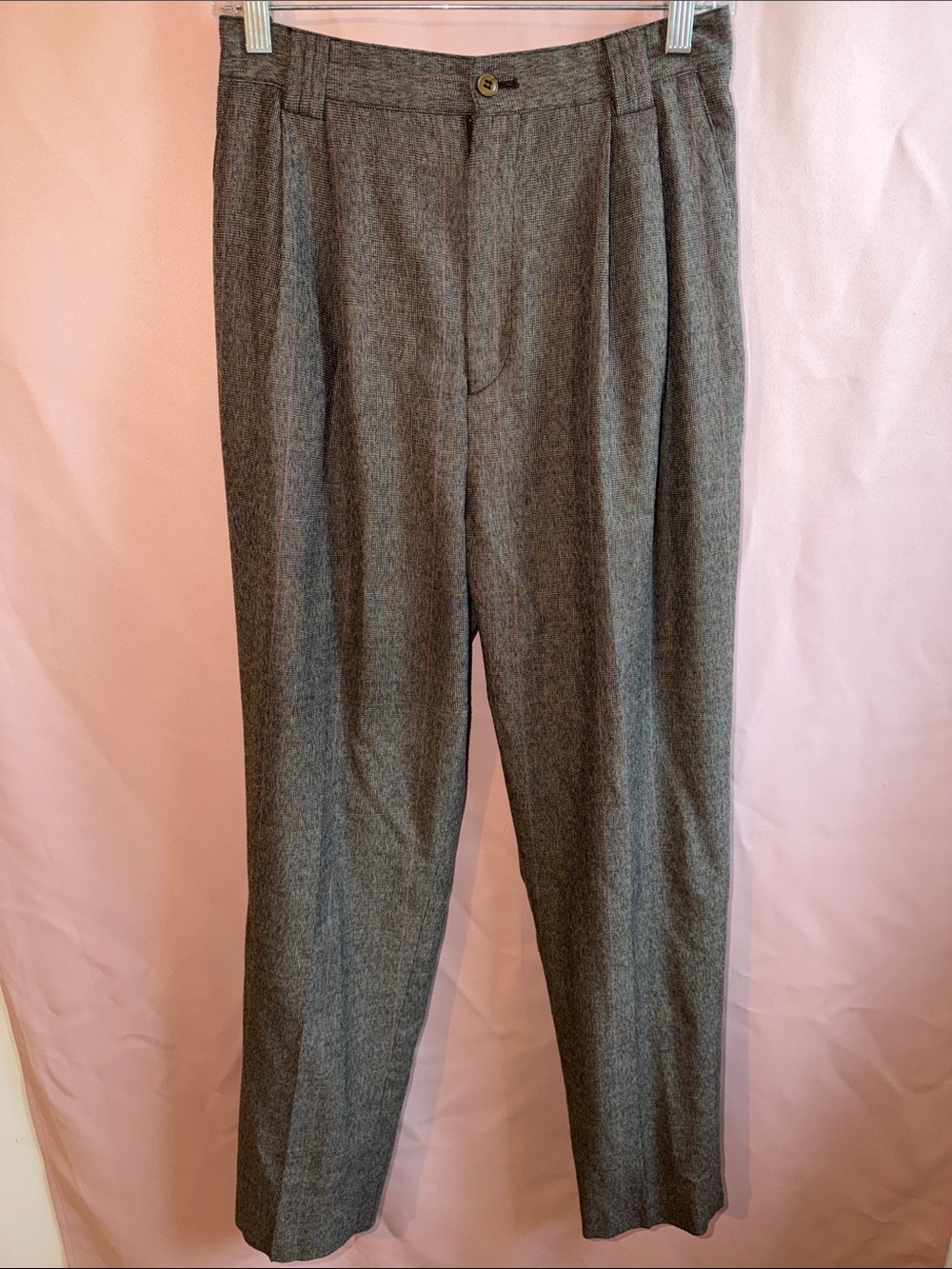 Vintage Women's Gray Pleated High-Rise Dress Pants